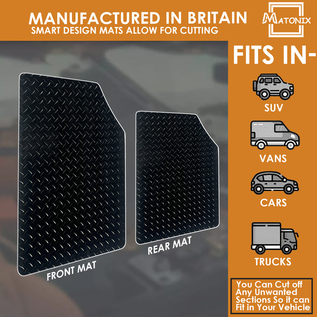 4PCS Universal Car Mats - 3mm Heavy Duty and Anti Slip - For Most Cars & Vans